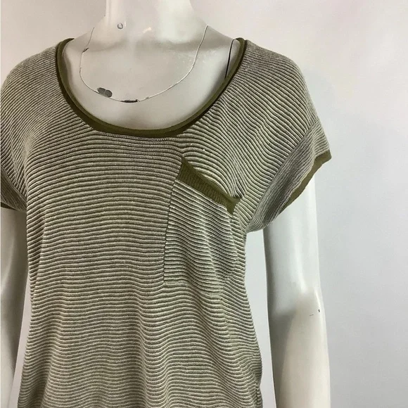 Madewell Sz S Vintage 70's Look Lightweight Knit Tee Green Cotton Linen Top - Picture 2 of 6